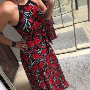 Floral maxi high neck dress